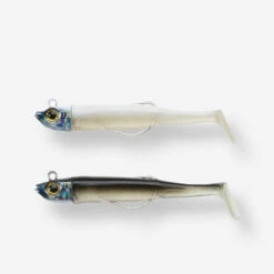 COMBO Leurres Souples Shad Texan ANCHO 120 12g Dos Noir/dos Blanc Pêche En Mer