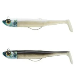 COMBO Leurres Souples Shad Texan ANCHO 120 50g Dos Noir/dos Blanc Pêche En Mer