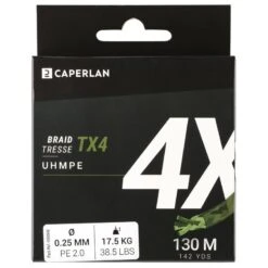 TRESSE PECHE AUX LEURRES TX4 KAKI 130M 5 TRESSE PECHE AUX LEURRES TX4 KAKI 130M -Matériel De Pêche tresse peche aux leurres tx4 kaki 130m 2
