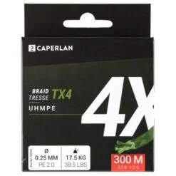 TRESSE PECHE AUX LEURRES TX4 KAKI 300M -Matériel De Pêche tresse peche aux leurres tx4 kaki 300m 2