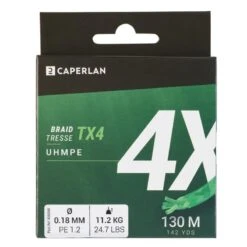 TRESSE PECHE AUX LEURRES TX4 VERT CHART 130M -Matériel De Pêche tresse peche aux leurres tx4 vert chart 130m 2